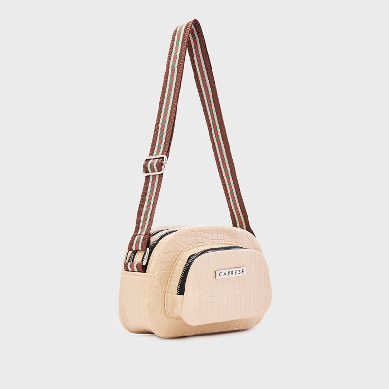 Croc Textured Sling Bag With Pouch